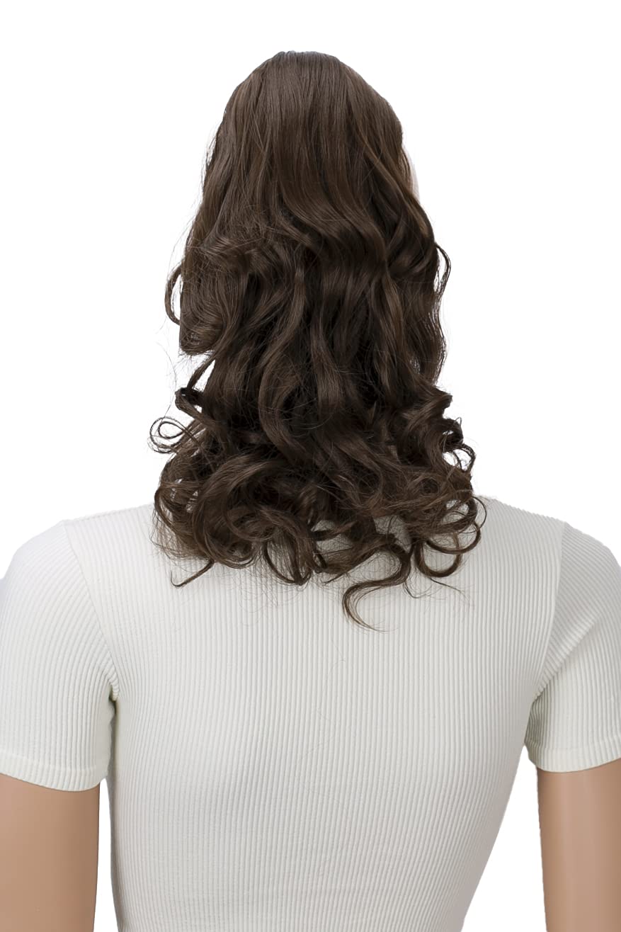 brown brunette #8 H4-2 : PRETTYSHOP 16 OR 20 Hair Piece Clip On Pony Tail Extension 2 IN 1 Curled Wavy Heat-Resisting Diverse Colors H4-2