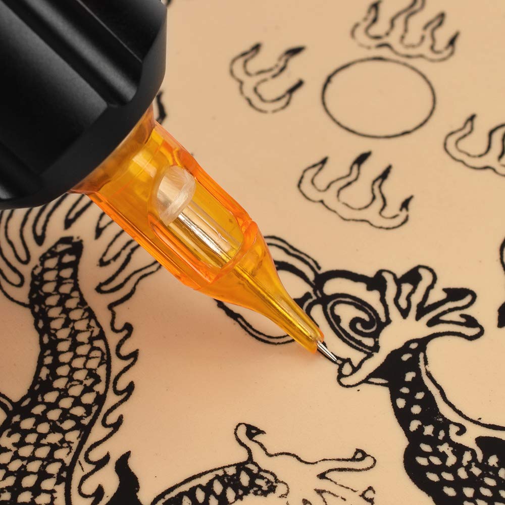 Tattoo Cartridge Needles, ATOMUS 10pcs 3RS 5RS 7RS 9RS Round Shader Disposable Tattoo Needle for Pen Rotary Machine Tattoo Supplies (Yellow 7RS 10pcs)