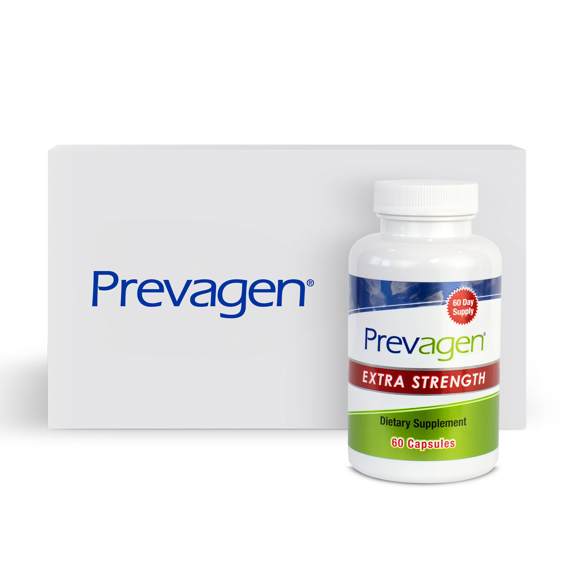 Prevagen Extra Strength 20mg, 60 Capsules |1 Pack| with Apoaequorin & Vitamin D with Attractive and Stackable Prevagen Storage Box