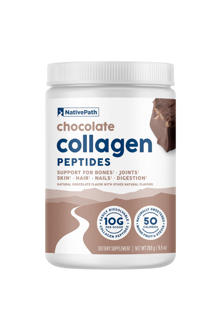 NativePath Collagen Peptides - Hydrolyzed Type 1 & 3 Collagen. Keto & Paleo Grass-Fed Protein Powder for Hair, Skin, Nails, Bones, Joints, Digestion and More - No Gluten or Dairy (Chocolate, 268g)