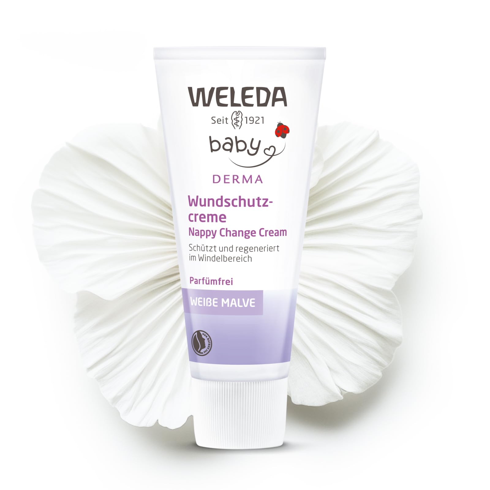 Weleda Baby White Mallow Diaper Care Cream, 1.7 Fluid Ounce, Fragrance Free Plant Rich Protection with White Mallow, Pansy, Sesame and Coconut Oils