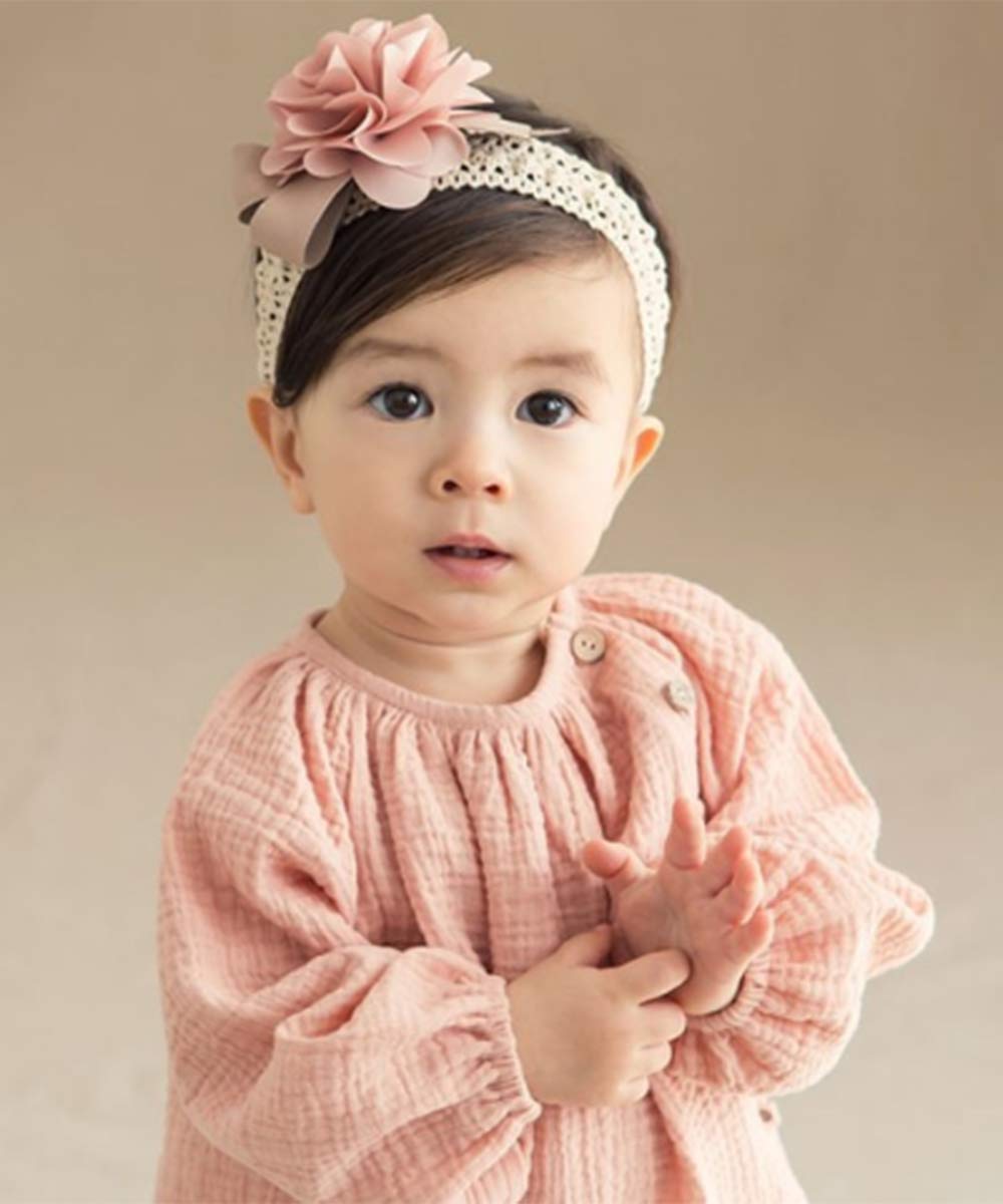 Denifery Baby Girls Cute Headband Elastic Lace Hair Band Pink Flower Headband Hair Accessories