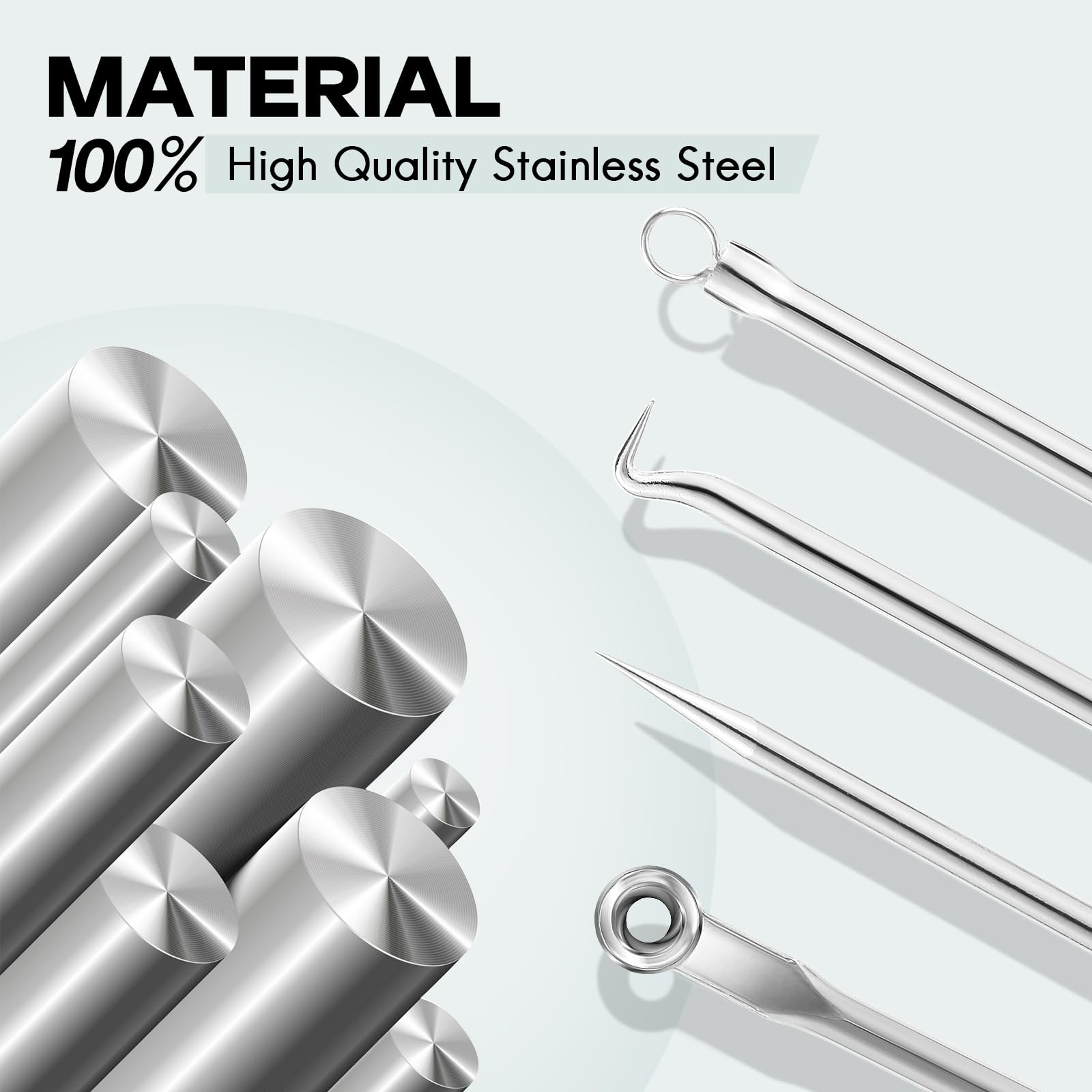 FEITA Blackhead Remover Pimple Popper Tool Kit, Comedone Pimple Extractor Acne Tools for Face Nose, Stainless Acne Needle Zit Popping Removal Facials Tool, Silver 4Pcs