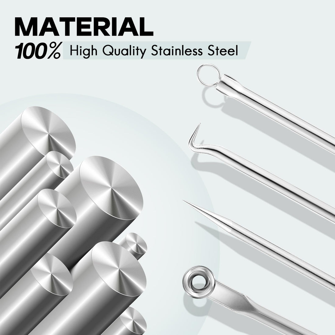 FEITA Blackhead Remover Pimple Popper Tool Kit, Comedone Pimple Extractor Acne Tools for Face Nose, Stainless Acne Needle Zit Popping Removal Facials Tool, Silver 4Pcs