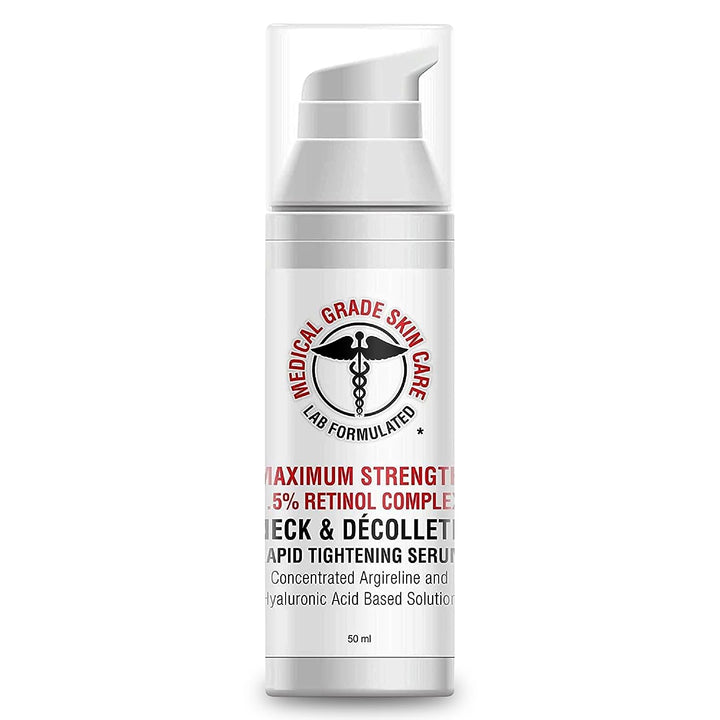 Neck & DÃƒ©colletÃƒ© Tightening Serum | Best Anti-Aging Firming Neck Cream Made With Maximum Strength 2.5% Retinol Complex | Concentrated With Argireline and Hyaluronic Acid