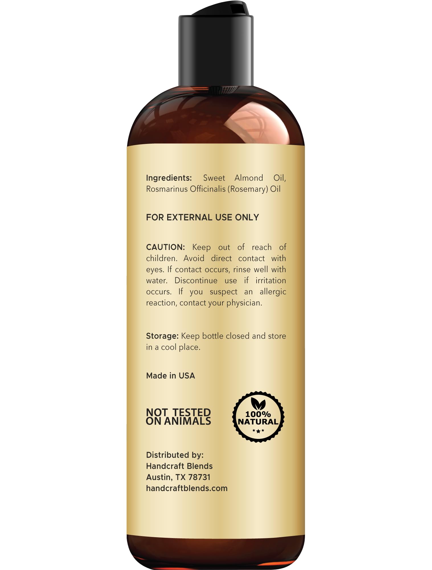 Handcraft Blends Sweet Almond Oil with Rosemary Oil - 8 Fl Oz - 100% Pure and Natural - Premium Grade Carrier Oil for Skin and Hair - Hair and Body - Massage