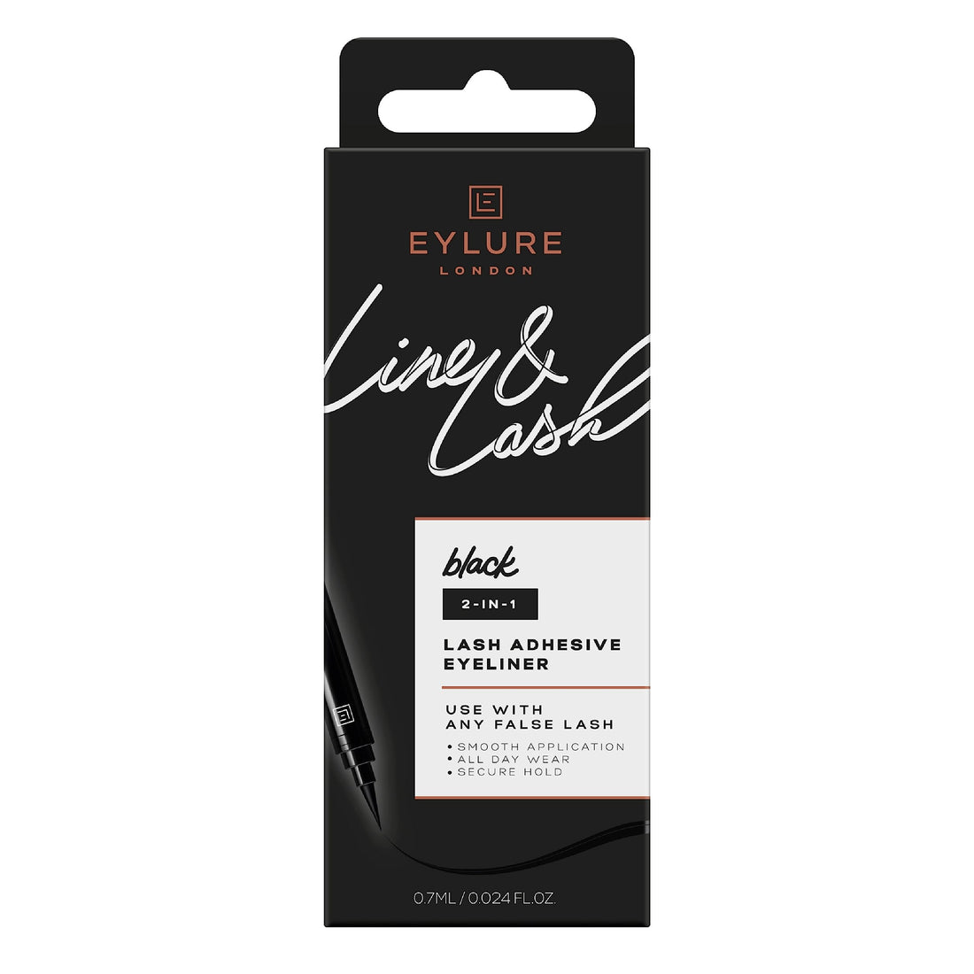 Eylure Line & Lash 2 in 1 Felt Tip Adhesive Eyeliner, Black, 0.7 ml