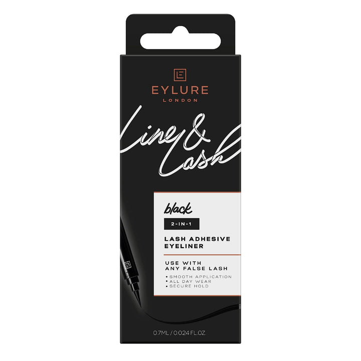 Eylure Line & Lash 2 in 1 Felt Tip Adhesive Eyeliner, Black, 0.7 ml