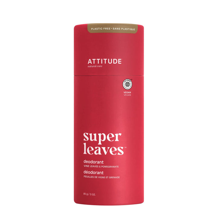 Attitude Plastic-Free Natural Deodorant Biodegradable Cardboard Tube AluminumFree and Hypoallergenic 3 Oz Packaging May Vary, Red Vine Leaves