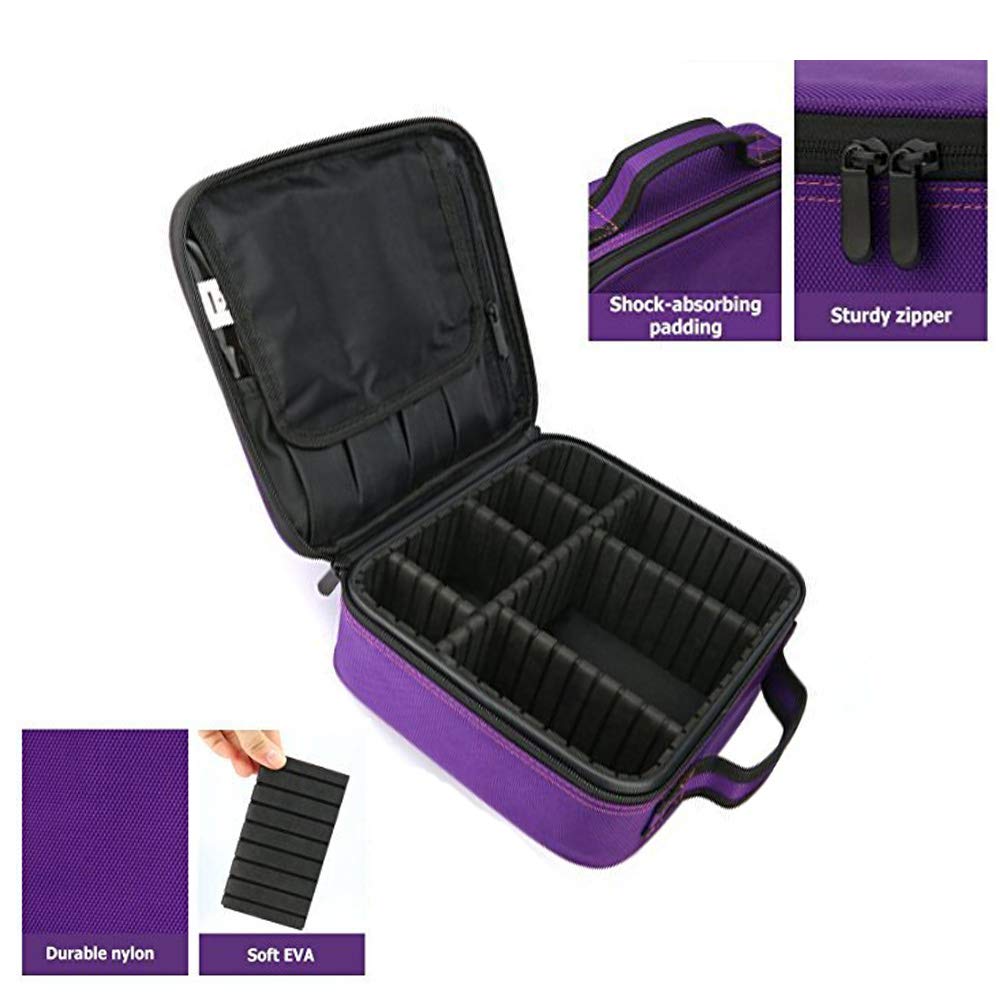 Makeup Bag for Women and Men Travel Makeup Organizer Portable Makeup Train Case Cosmetic Organizer 10 Inch Artist Storage Bag with Adjustable Dividers for Cosmetics Makeup Brushes Toiletry Purple