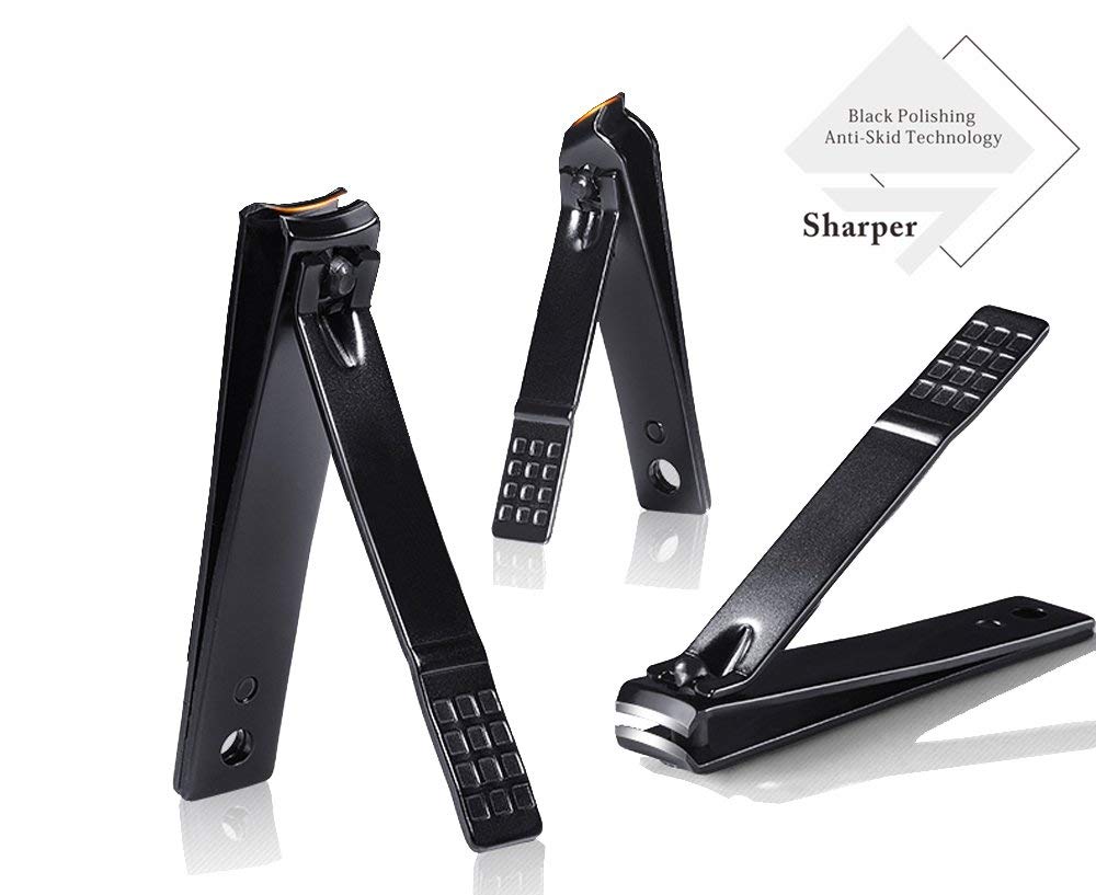 Keiby Citom Professional Stainless Steel Nail Clipper Travel & Grooming Kit Nail Tools Manicure & Pedicure Set of 15pcs with Luxurious Case(Black/Yellow)