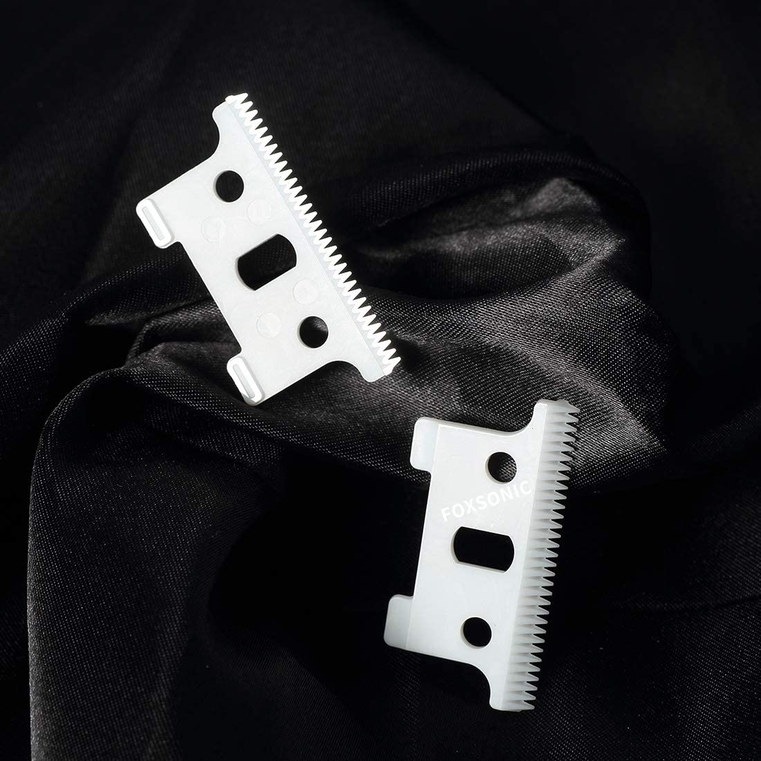 FOXSONIC 2pcs Replacement Ceramic Blade for andis Gtx GTO T-Outliner Trimmer Ceramic movable blade 32 teeth Replacement T Blade (WHITE)