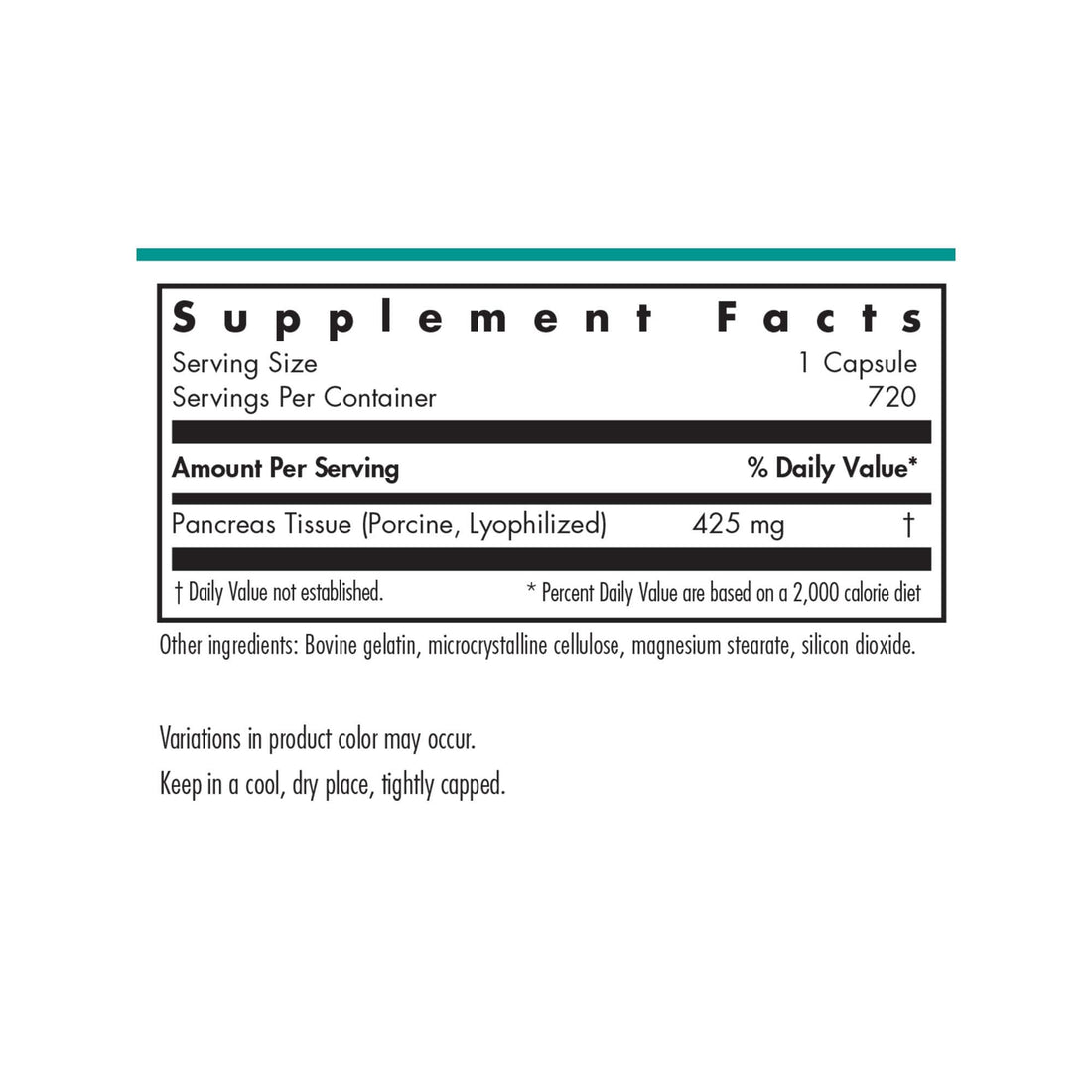 Nutricology Pancreas Dietary Supplement - Digestive Support, Natural Glandur (Pork), Enzymes, Hypoallergenic, Vegetarian Capsules, Gluten Free - 720 Count
