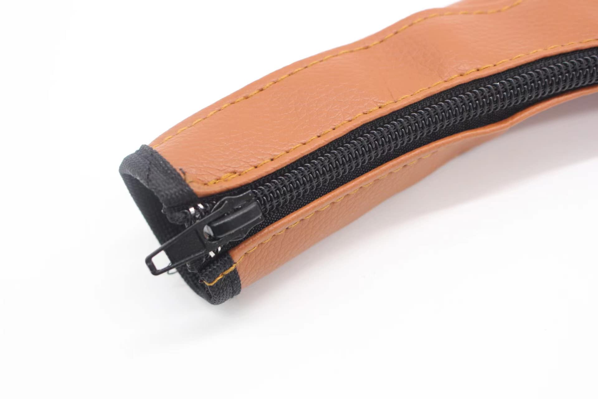 MINILUJIA Soft Smooth Leather Bumper Handlebar Sleeve Protect Case for Baby Stroller Dustproof Protect Cover with Zipper Close One Pair