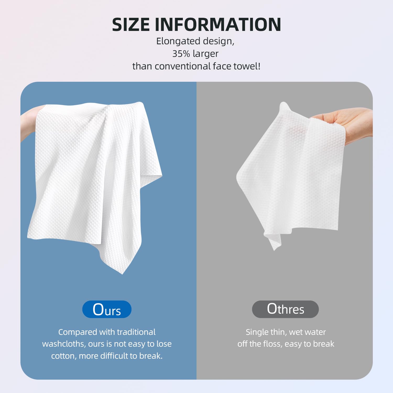 Disposable Face Towels, Viscose Biodegradable Large Dry Wipes, Super Soft & Thick Face Cleansing Towels, Daily Facial Tissues for Sensitive Skin, Makeup Removing,Facial Clean,Nursing,Travel (50 Count)