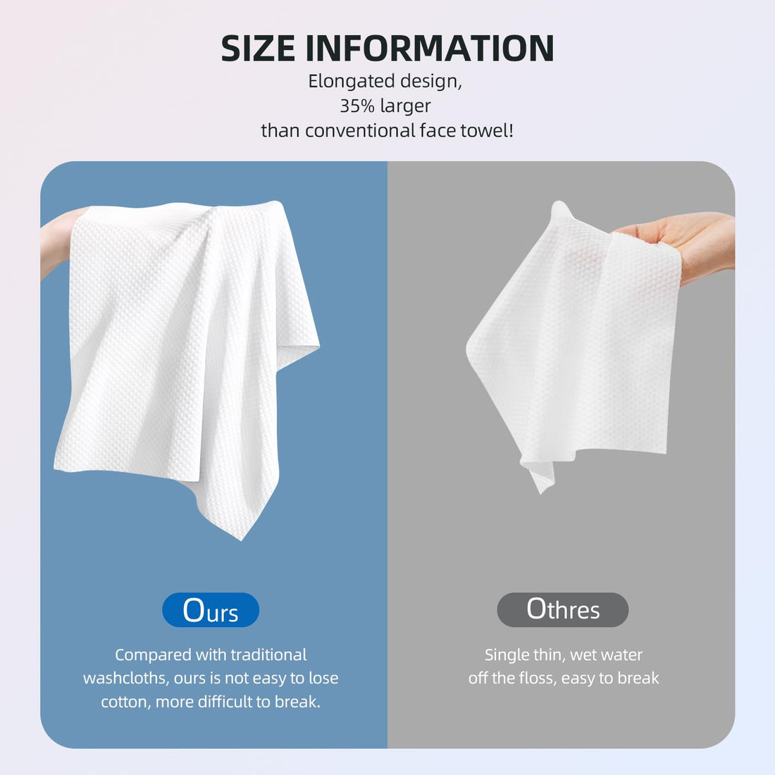 Disposable Face Towels, Viscose Biodegradable Large Dry Wipes, Super Soft & Thick Face Cleansing Towels, Daily Facial Tissues for Sensitive Skin, Makeup Removing,Facial Clean,Nursing,Travel (50 Count)