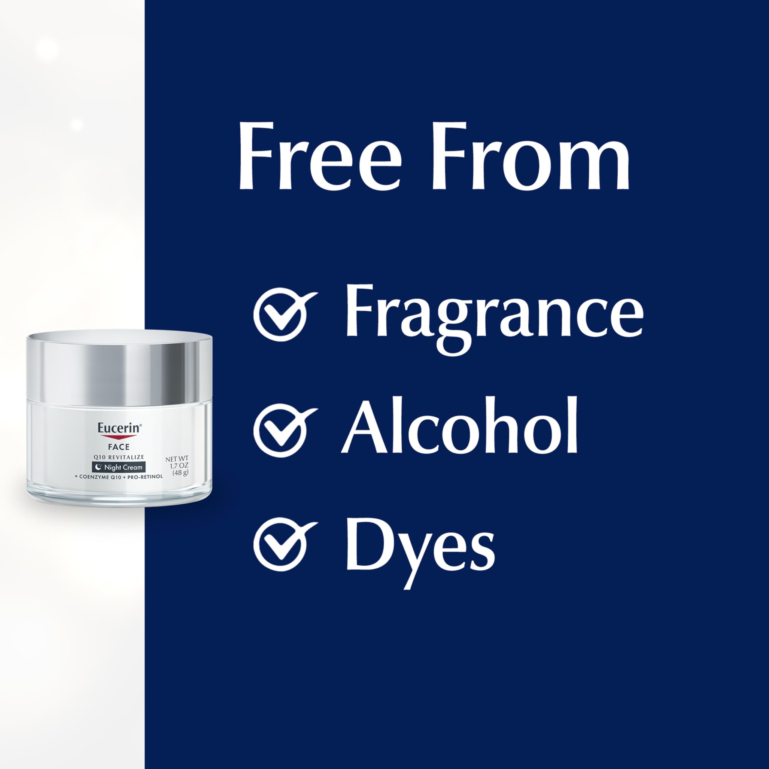 Eucerin Q10 Anti-Wrinkle Night Cream + Pro-Retinol, Facial Cream for Sensitive Skin, 1.7 Oz