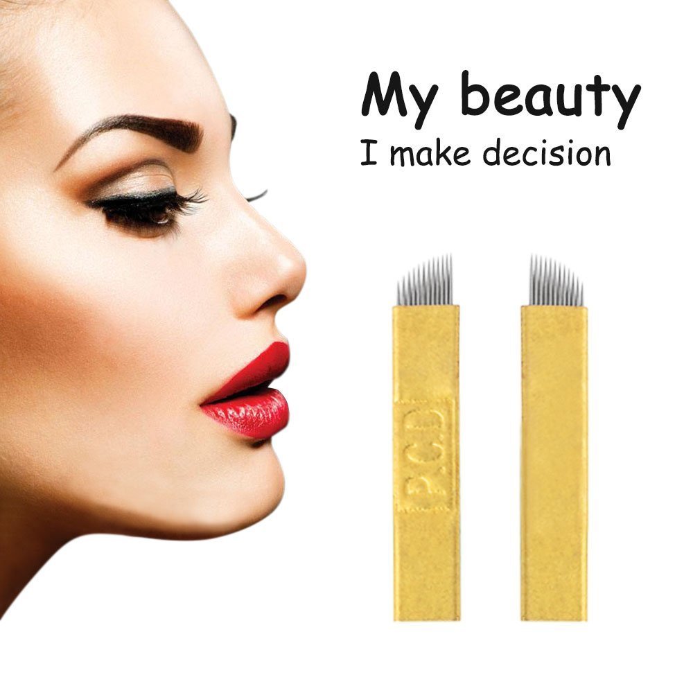 ATOMUS Microblading Needles 12 Pin 50pcs Permanent Makeup Tattoo Microblading Blades 12 Needles for Microblading Supplies/Microblading Pen/Microblading Kits 12 Sloped (12pin)