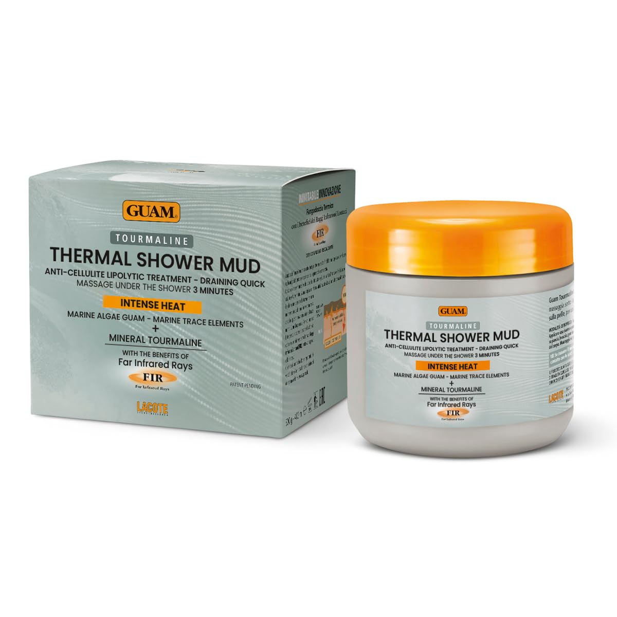 Guam Seaweed & Tourmaline Thermal Mud Cellulite Remover | 3-minute Shower Body Mask for Cellulite Removal | Hot Infrared FIR Anti Cellulite Treatment for Thighs and Legs, 1.1LB