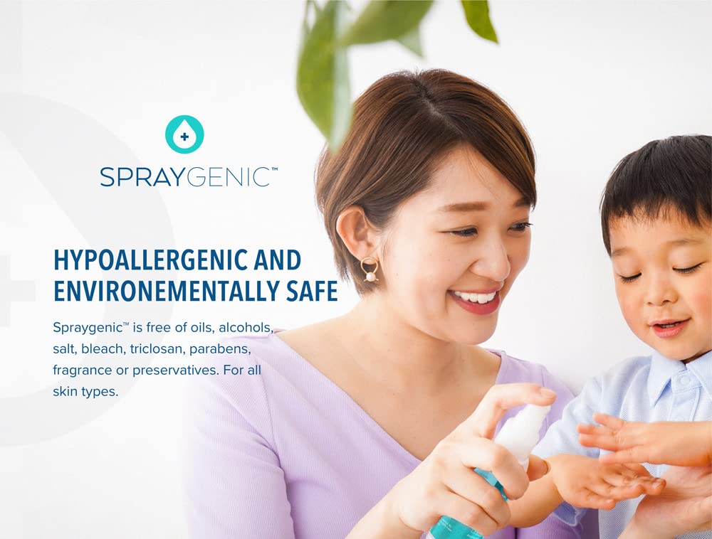 SPRAYGENIC Advanced HOCl Spray For Your Skin, Daily Cleanser & Moisturizer, For All Skin Types, 50ml (1.7 fl oz)