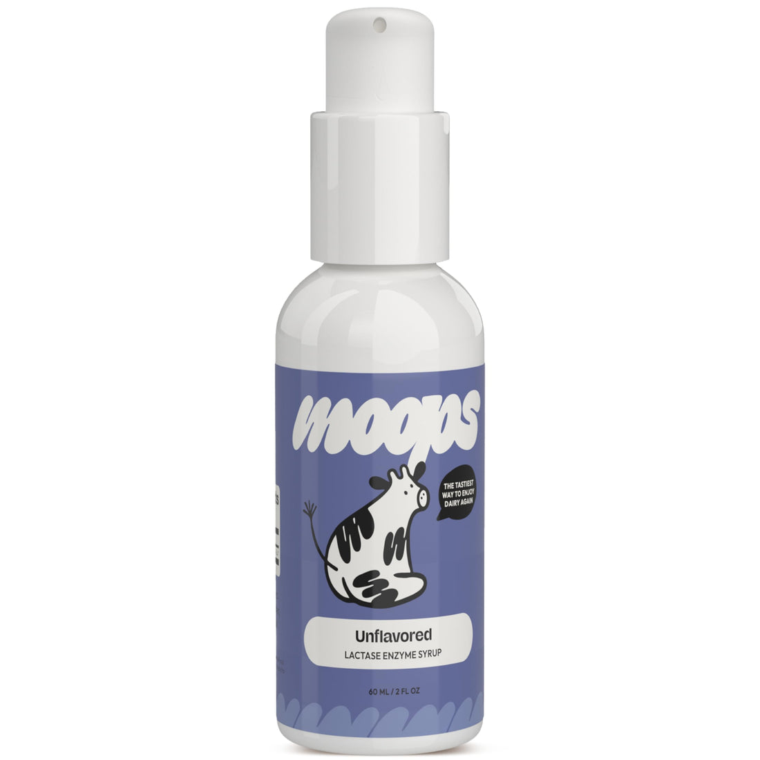 Moops Lactase Enzyme Drops 2oz – Delicious Unflavored Flavor – 10,000 FCC Units for Fast Acting Dairy Relief – Customizable Dosing for Lactose Intolerance – Portable Twist-to-Lock Pump