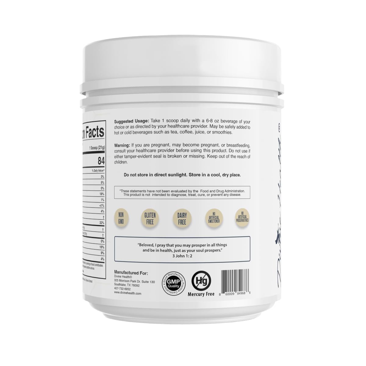 Divine Health Hydrolyzed Collagen Powder | Chocolate Coconut Flavor | Type I, II, III Collagen Peptides | Recommended in Dr. Colbert's Keto Zone Diet | Healthy Hair, Skin, Nails | 30 Servings