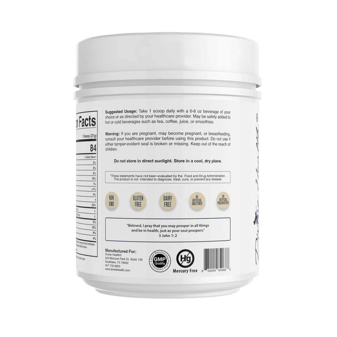 Divine Health Hydrolyzed Collagen Powder | Chocolate Coconut Flavor | Type I, II, III Collagen Peptides | Recommended in Dr. Colbert's Keto Zone Diet | Healthy Hair, Skin, Nails | 30 Servings