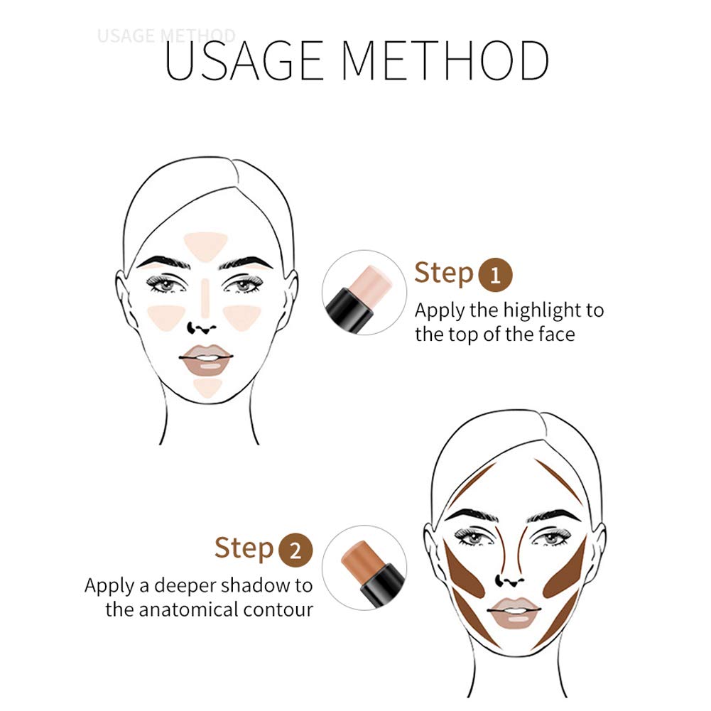 MEICOLY Cream Contour Stick Trio, Bronzer & Highlighter, 2-in-1 Double Head Facial Repair Concealer, 3D Body Makeup Shading Trimmer, Smooth Gliding Face Illuminator, 6 Colors