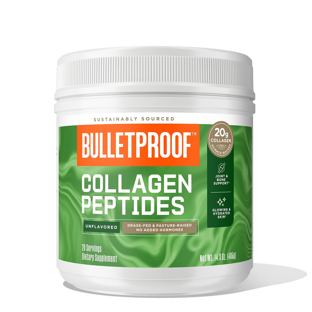 Bulletproof Unflavored Collagen Peptides Powder with MCT Oil, 14.3 Ounces, Grass-Fed Collagen Protein for Skin, Bone and Joint Support, Pasture Raised, No Added Hormones