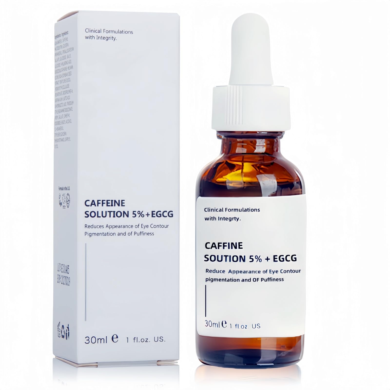 Caffeine Solution 5% + EGCG, Caffeine Eye Serum For Face, Moisturizing Under Eye Solution For Reduces Dark Circles & Puffiness, 30ML (1, 1 PC)