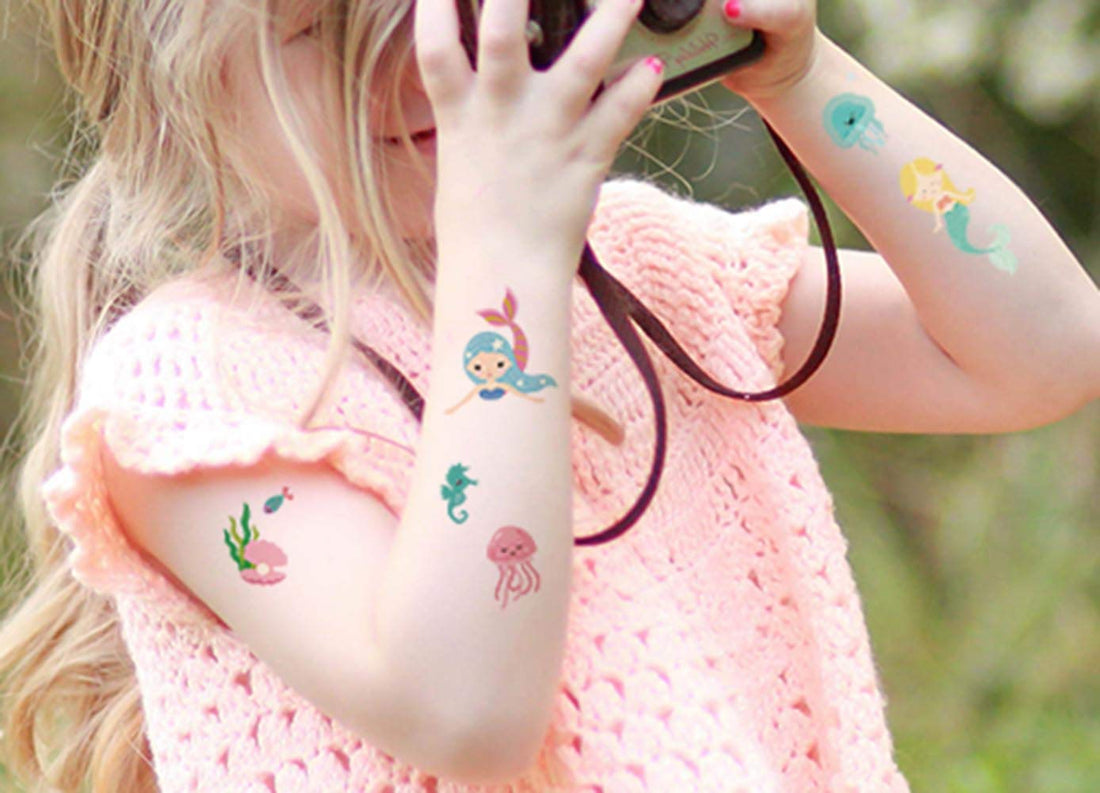 Mermaid Temporary Tattoos(80 designs) - COKOHAPPY Fake Mermaid Assorted Temporary Tattoos For Kids Children Girls Birthday Party Favors Supplies Party Accessories