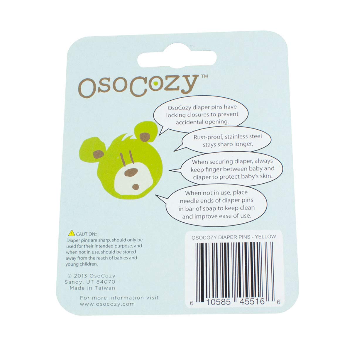 OsoCozy Diaper Pins - {Yellow} - Sturdy, Stainless Steel Diaper Pins with Safe Locking Closures - Use for Special Events, Crafts or Colorful Laundry Pins , 2.875 Inch x 0.25 Inch x 0.5 Inch