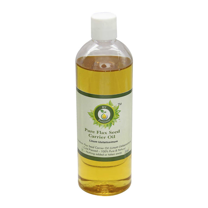 Flax Seed Oil | Linum Usitatissimum | Pure Flax Seed Oil | Unrefined | for Hair | for Cooking | 100% Pure Natural | Cold Pressed Flax Seed Oil | 100ml | 3.38oz by R V Essential