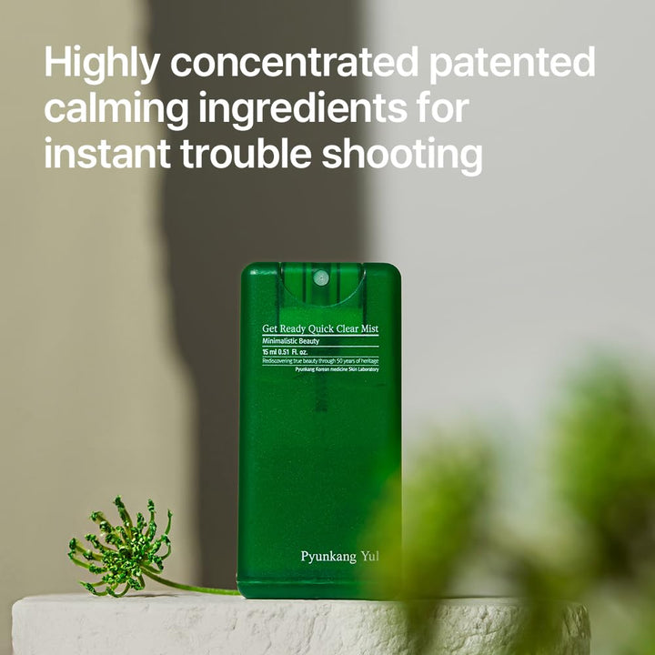 Pyunkang Yul [PKY] Ultimate Get Ready Quick Clear Mist for Sensitive Skin, Intensely Calms & Soothes Redness with Cica & Tea Tree, Compact size, Korean Skincare (0.51 Fl. oz, 15ml)