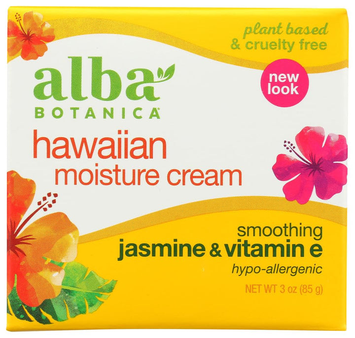 Alba Botanica Hawaiian Moisture Cream, Soothing Jasmine & Vitamin E 3 oz (Pack of 6)