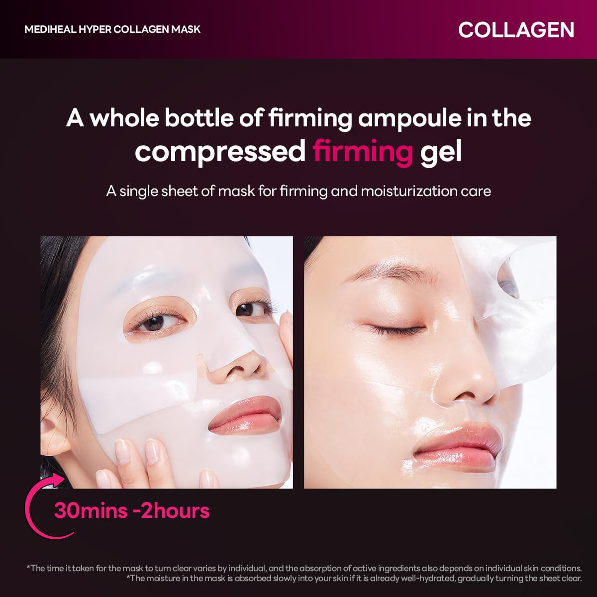 Mediheal Hyper Collagen_Collagen Real Deep Mask 4pcs | Collagen Gel Mask for Multi-lifting Care | Achieves Bouncy Skin | Boosts Pore Elasticity | 30mins Quick Care | Extra Hydration