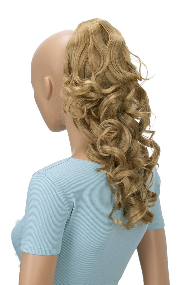 PRETTYSHOP 20 Hair Piece Pony Tail Clip On Extension Voluminous Curly Heat-Resisting Honey brown # 27 H215