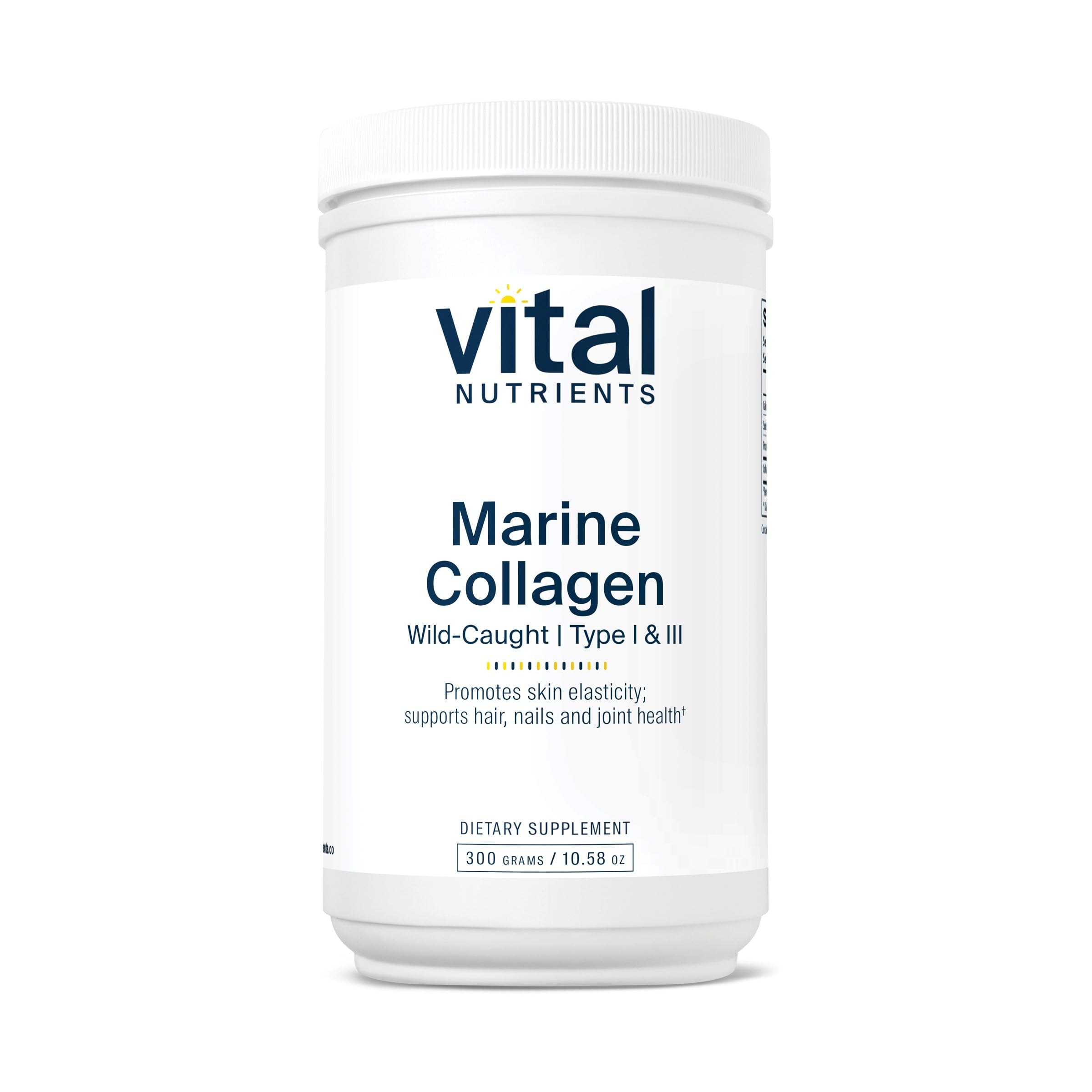Vital Nutrients Marine Collagen Powder Unflavored | Hair, Skin, Nails, & Joint Support* | Type I & III Collagen Powder Supplement from Wild-Caught Fish | Gluten, Dairy, Soy Free | 300 Grams