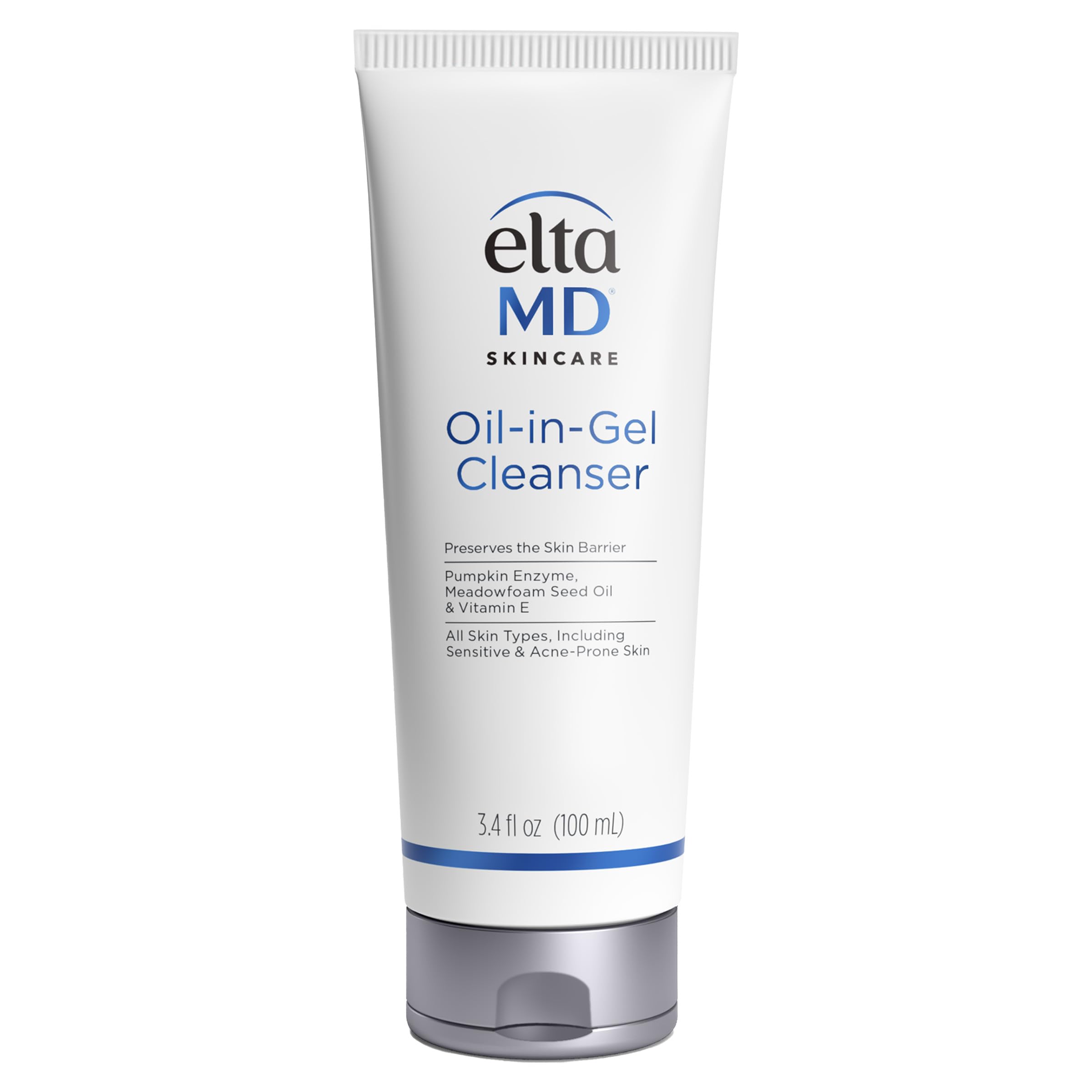 EltaMD Oil-In-Gel Facial Cleanser, Daily Gentle Face Cleanser, Removes Long-Wear Makeup, Sunscreen, and Sweat, Cleansing Oil For Face, 3.4 oz Tube