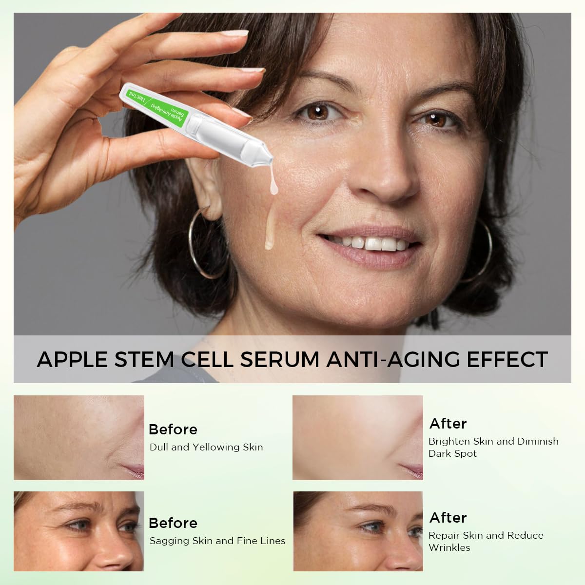 Hydrating & Anti-Aging Ampoules Serum - Apple Stem Cell & Tremella Mushroom Extract and Collagen - Deep Hydration, Anti-Wrinkle, Skin Firming & Revitalizing, For All Skin Types, 30 Pcs/Box