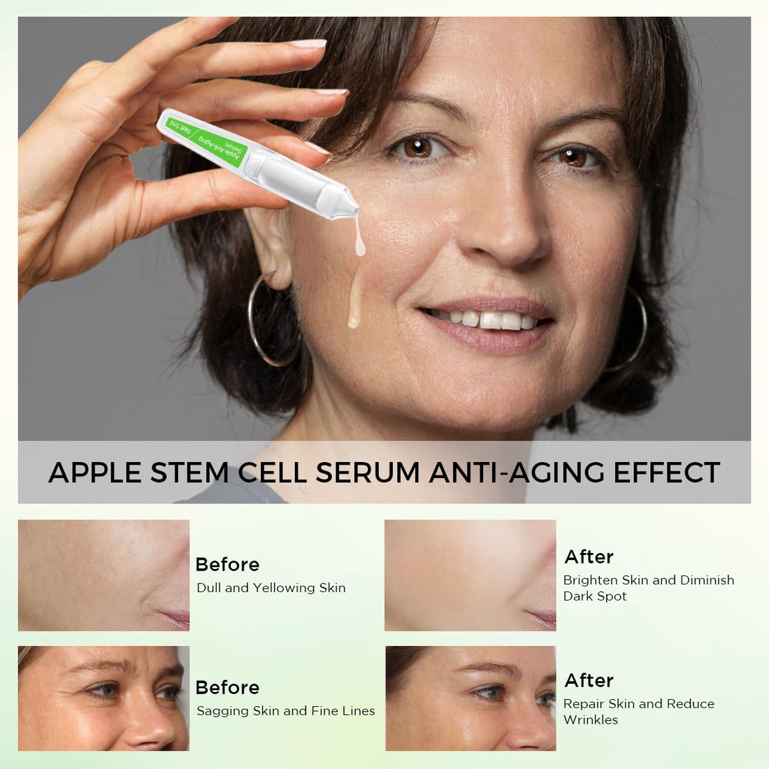 Hydrating & Anti-Aging Ampoules Serum - Apple Stem Cell & Tremella Mushroom Extract and Collagen - Deep Hydration, Anti-Wrinkle, Skin Firming & Revitalizing, For All Skin Types, 30 Pcs/Box