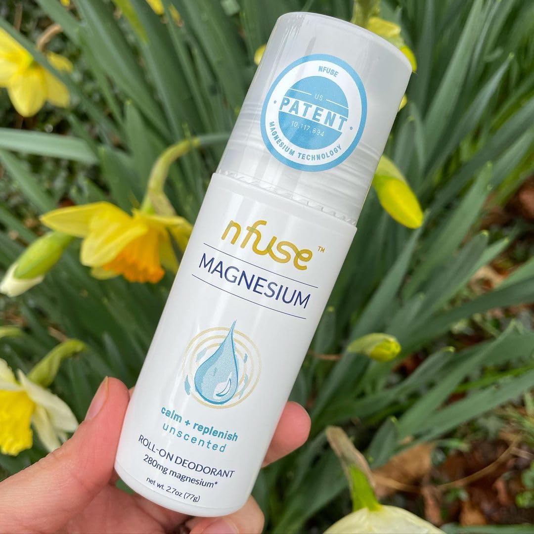 nfuse Natural Magnesium Roll-on Deodorant - Patented Magnesium Delivery Technology - Fragrance Free - Aluminum Free - Unscented: Calm + Replenish