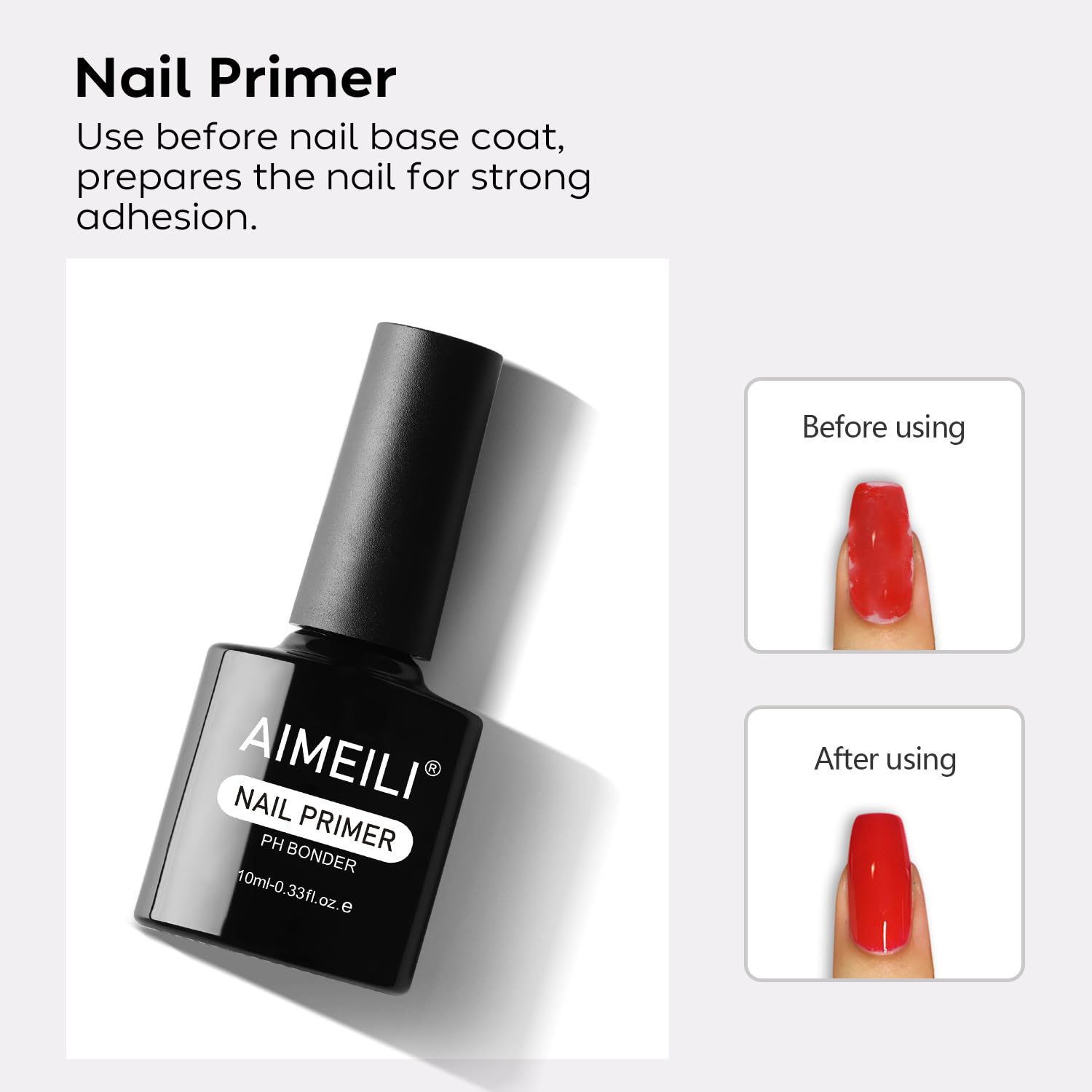 AIMEILI Nail Prep Bond Primer, UV LED Gel Foundation for Acrylic Powder and Builder Gel