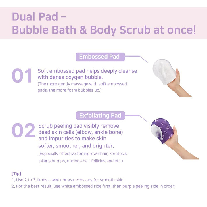 Toi:L Gentle Touch Bubble Peeling Body Pad(5pads), Body Scrub, Exfoliating Mitt for Body, Exfoliating gloves, washcloth, body loofah, dense bubble bath, bath shower, kp bump eraser