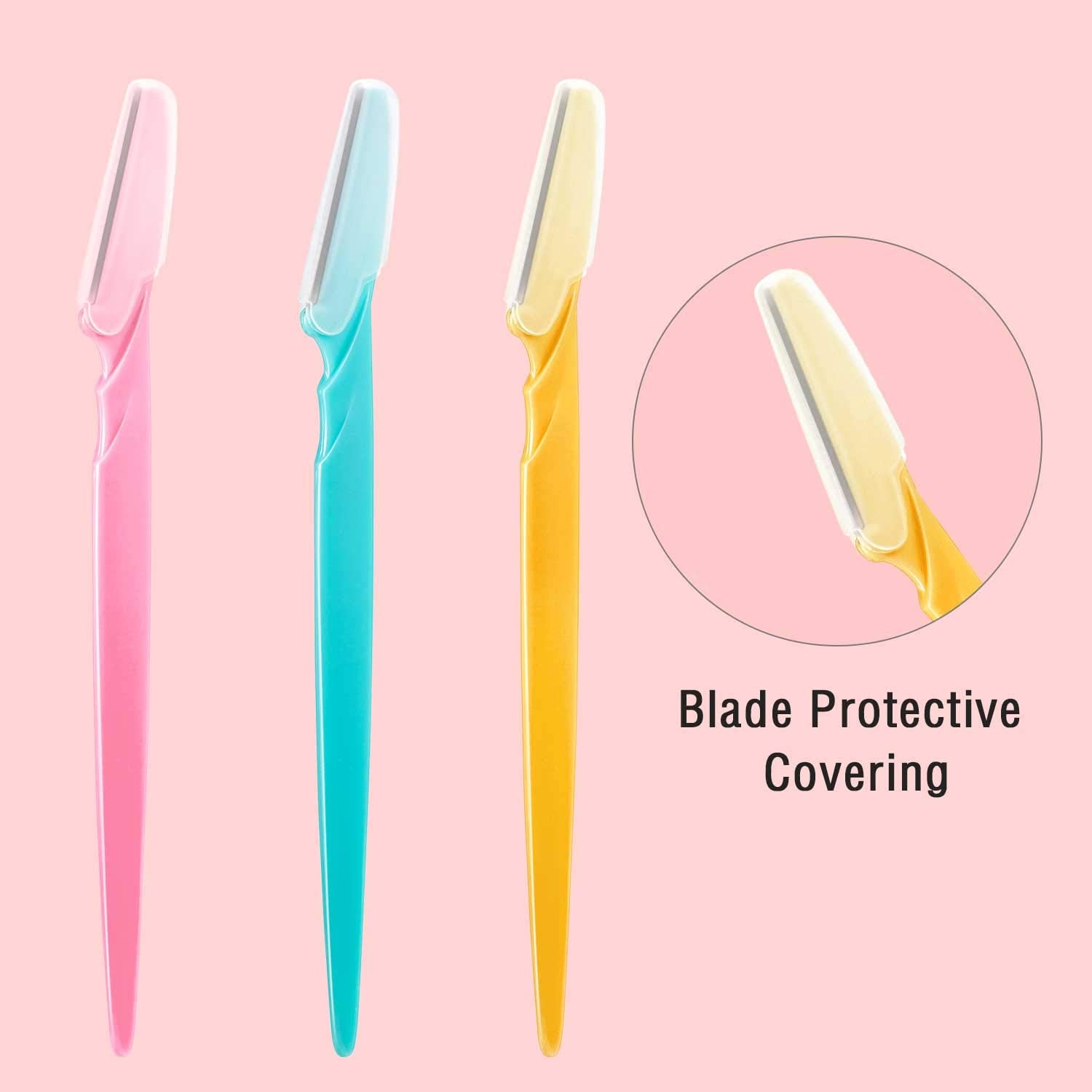 Boao 60 Pieces Eyebrow Razor Shaper Trimmer Shaver Women Facial Razor with Precision Cover