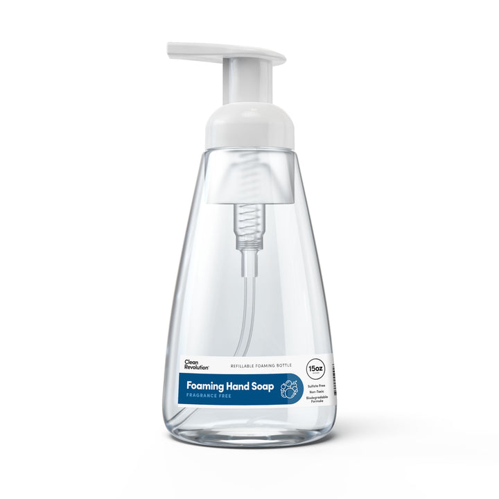 Clean Revolution Foaming Hand Soap, Gentle, Moisturizing, Ready To Use Formula, Real Essential Oils, Gluten Free, Fragrance Free, 15 Fl Oz