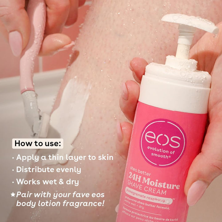 eos Shea Better Shaving Cream for Women - Variety Pack: Pomegranate Raspberry + Pink Citrus | Shave Cream, Skin Care and Lotion with Shea Butter and Aloe | 24 Hour Hydration | 7 fl oz | Pack of 2