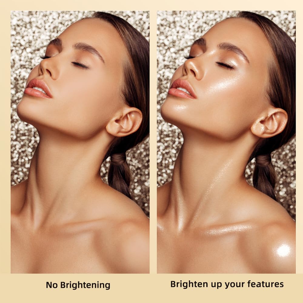 ELESSY Highlighter Makeup Palette Face Highlighter Palette Glitter Illuminator Highlighter Palette Shimmer Highlighter Powder Kit Highlight Makeup Palette -SUN GLOW
