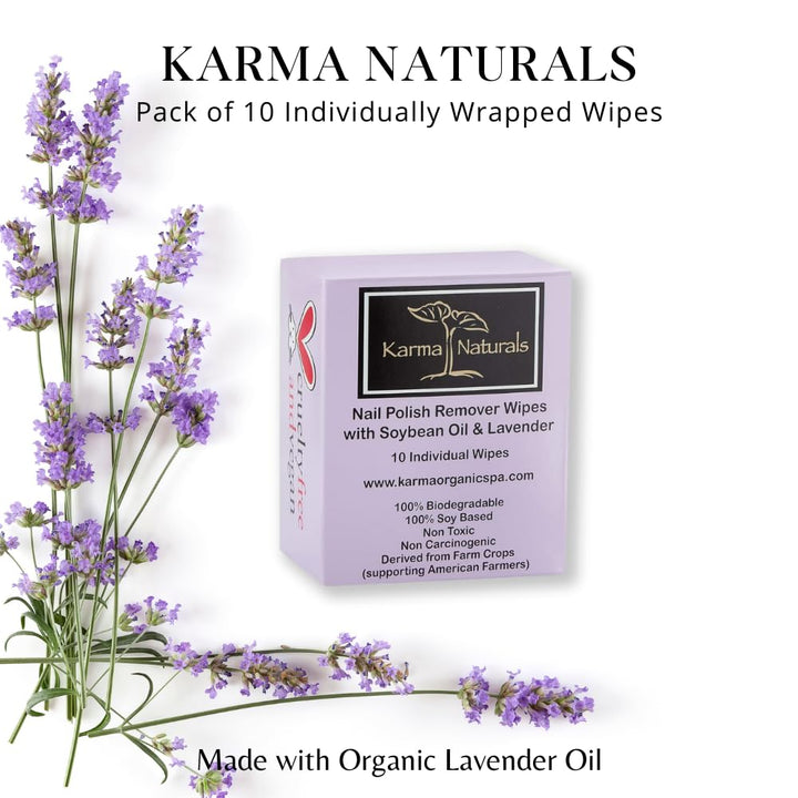 Nail Polish Remover Wipes; Non-Toxic, Vegan, Cruelty-Free by Karma Organic Spa