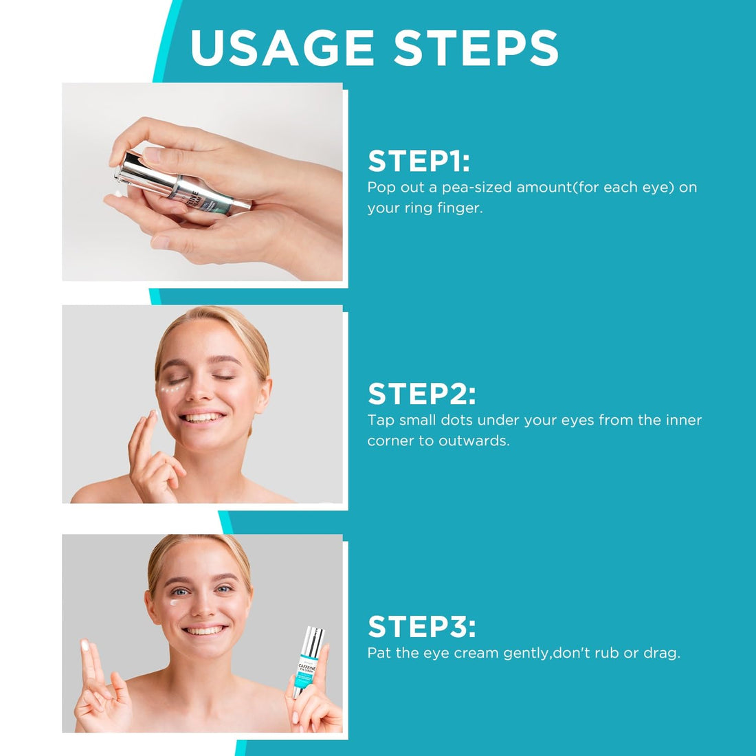 Caffeine-Infused Eye Cream: Reduced Puffiness, Dark Circles, and Wrinkle Smoothing for Morning and Evening Routine
